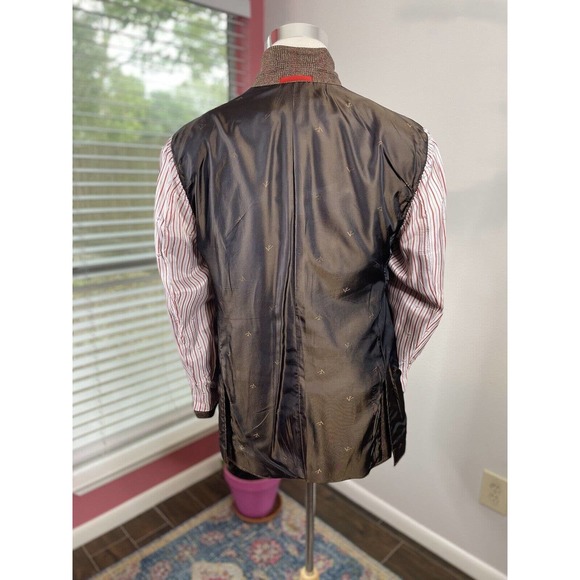 Isaia Sport Coat Mens 44R in Brown Red Plaid 100% Wool Blazer - Picture 12 of 12